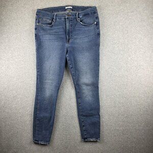 Good American Skinny Jeans Womens 15 Blue Medium Wash Mid Rise Crop Stretch